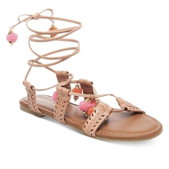 MADDEN GIRL Bailee Lace-Up Wrap Around Sandals Size 8.5 Shoe Tan Natural NEW - Picture 8 of 9